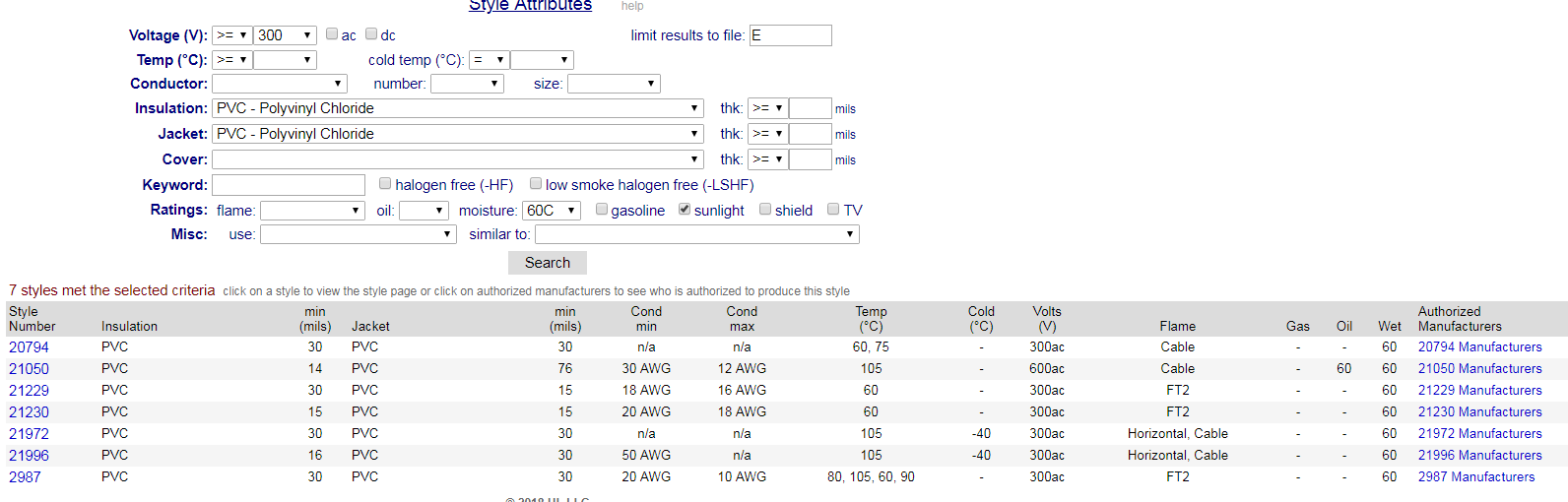 點擊左下角相應的線號查看電線是否符合需求 點擊左下角相應的線號查看電線是否符合需求