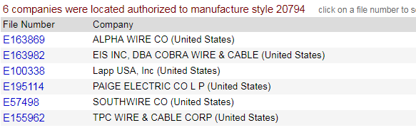點擊右下角的相應線號搜索生產商 點擊右下角的相應線號搜索生產商